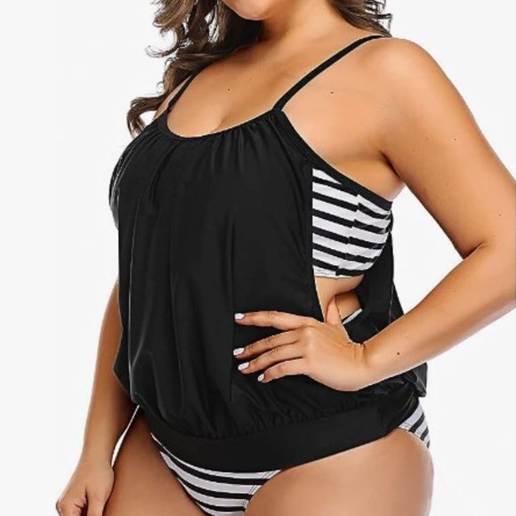 Daci Women Plus Size Tankini Swimsuit Blouson Bathing Suit - Picture 1 of 8